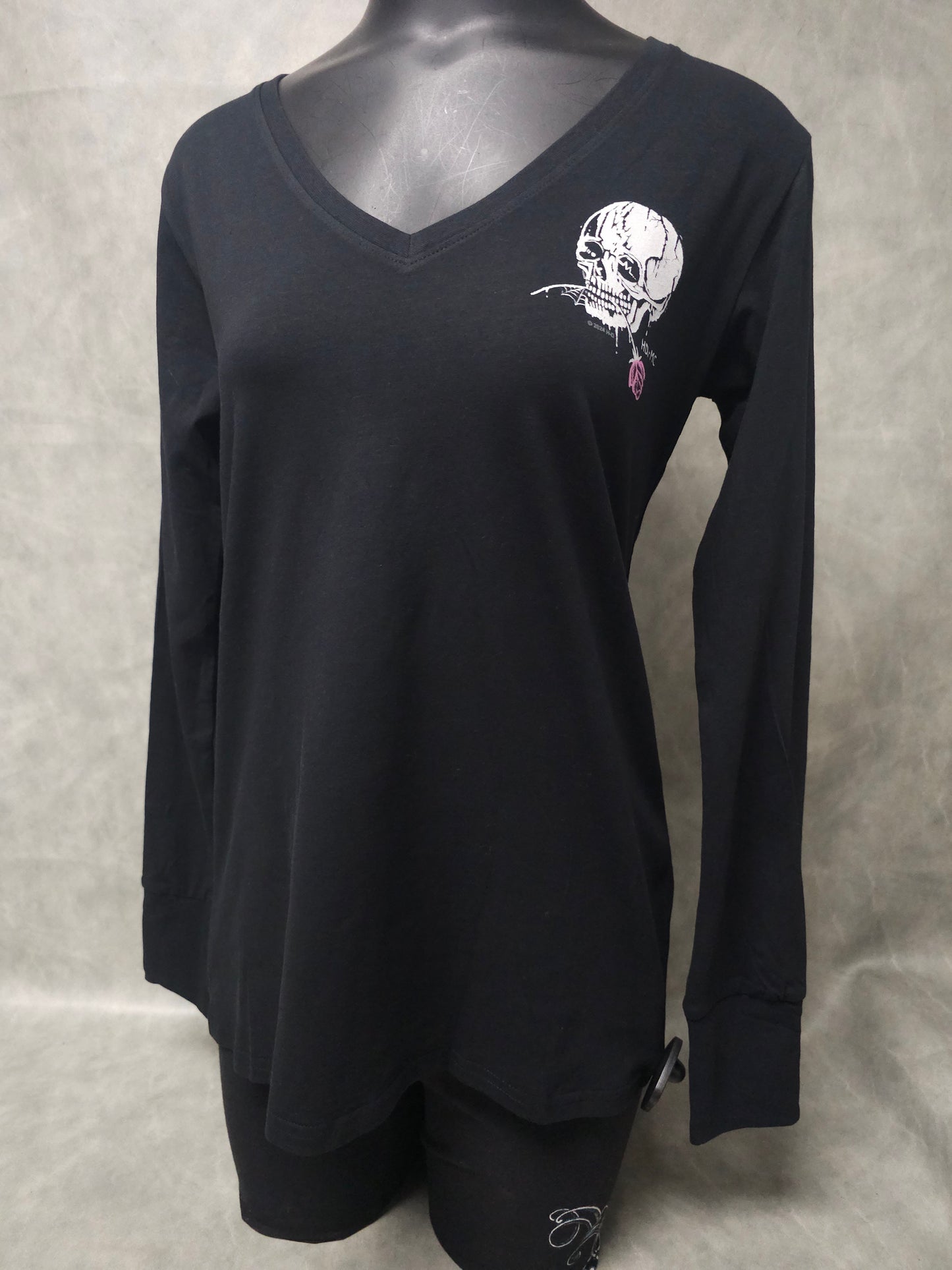 Women's black Long Sleeve "H-D Skull Rose"