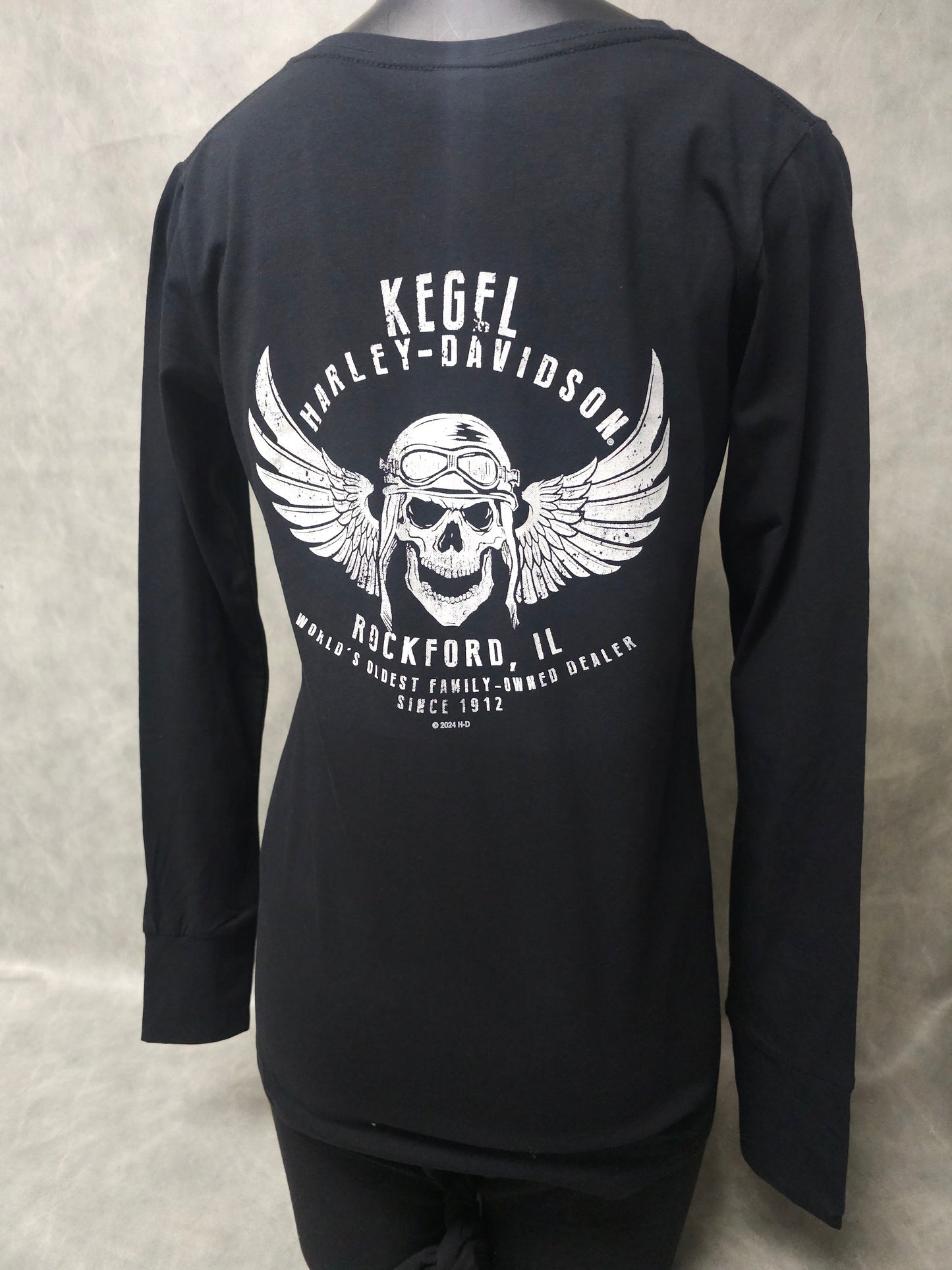 Women's black Long Sleeve "H-D Skull Rose"