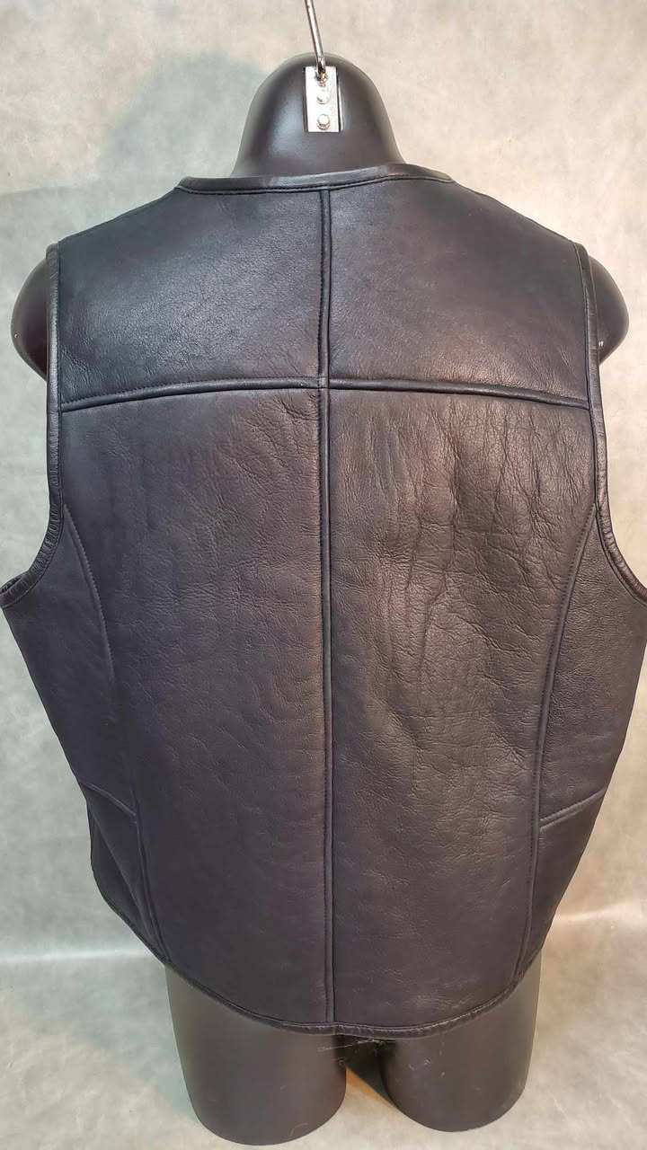 Men's Black Leather Lined Vest