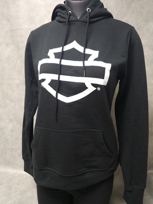 Women's Black Pullover Hoodie "H-D B&S Outline"