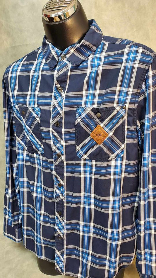 Men's Black Label Blue Plaid Button-Down Shirt