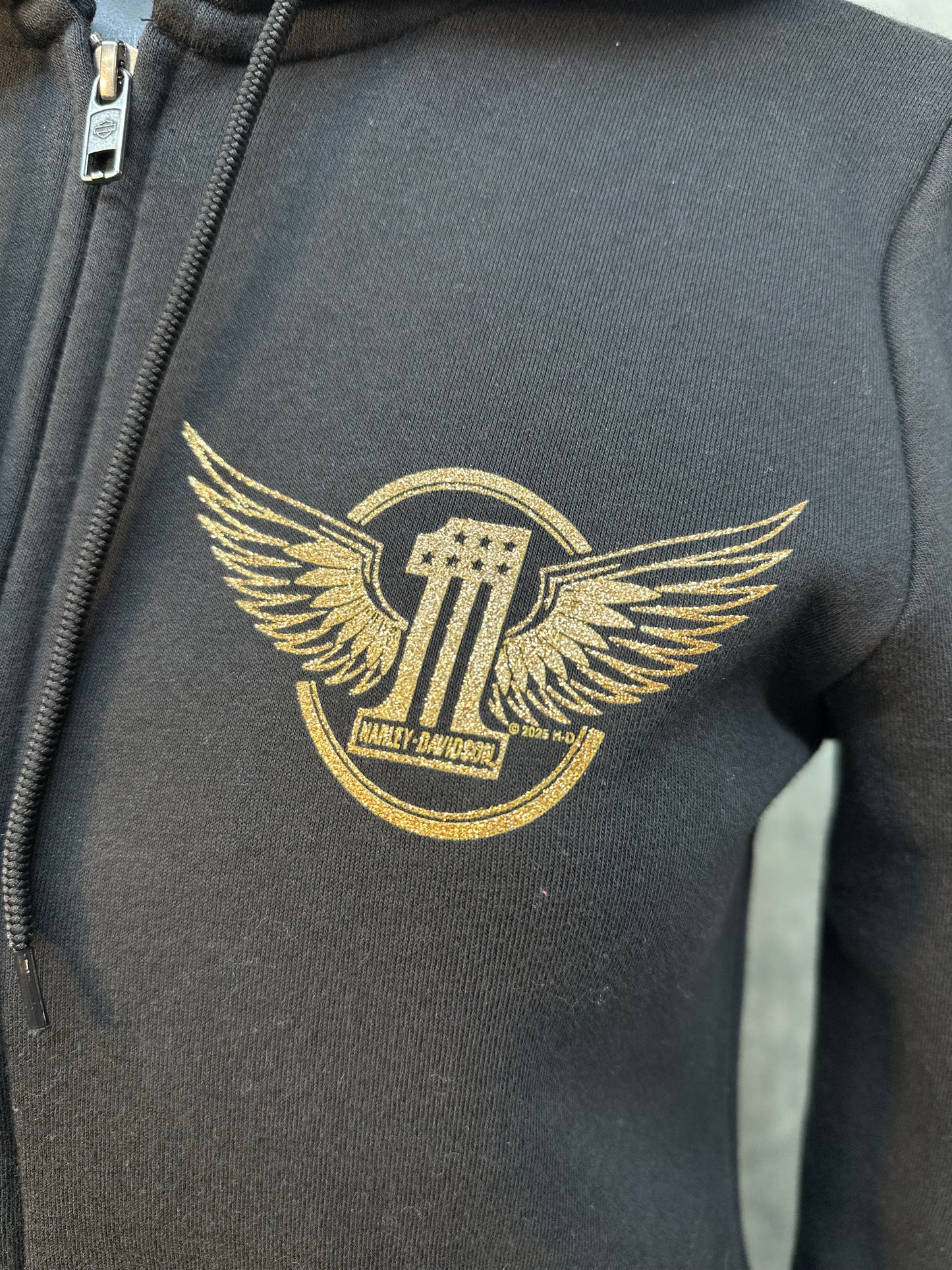Women's Harley-Davidson Black Zip-up Hoodie "Winged Circle"
