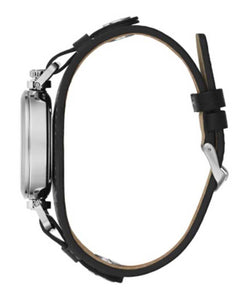 Men's Bulova Watch Bar & Shield Rotating Case Cuff with Black Leather Strap