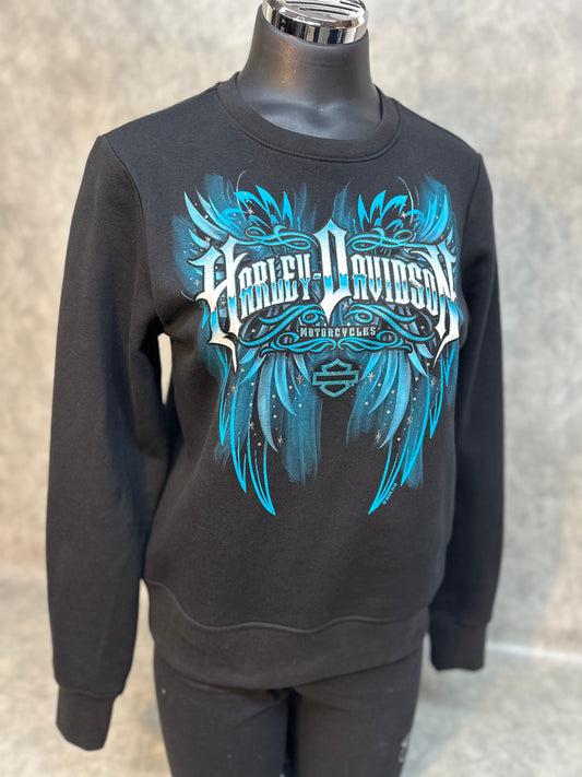 Women's Harley-Davidson Black Sweatshirt "Sparkle Wing"