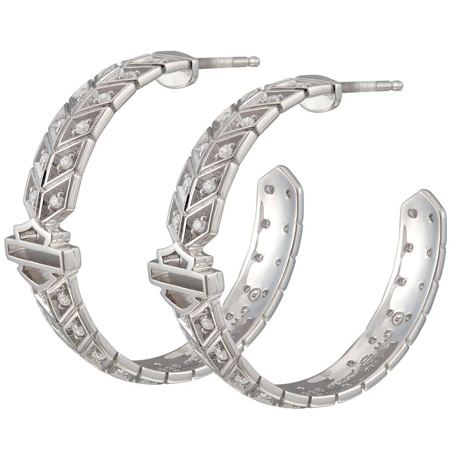 Women's Insignia Bling B&S Hoop Earrings ***STERLING SILVER***