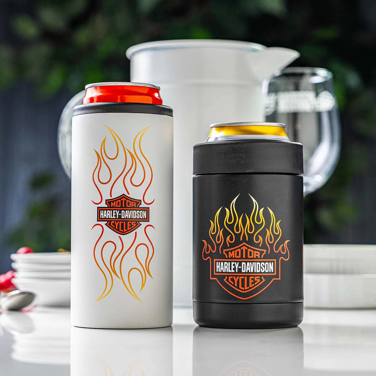 H-D B&S Flames Can Cooler Set