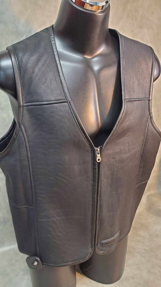 Men's Black Leather Lined Vest