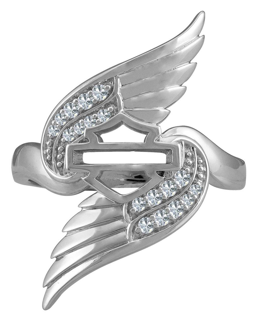 Women's Harley-Davidson Bling Wing Bar & Shield Logo Ring ***STERLING SILVER***