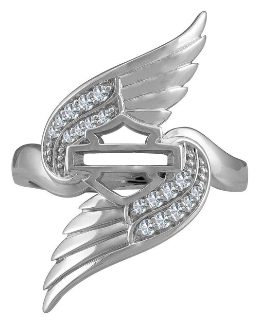 Women's Bling Wing Bar & Shield Logo Ring ***STERLING SILVER***