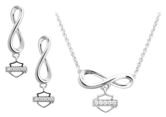 Women's Bling Infinity Necklace & Earrings Gift Set ***STERLING SILVER***