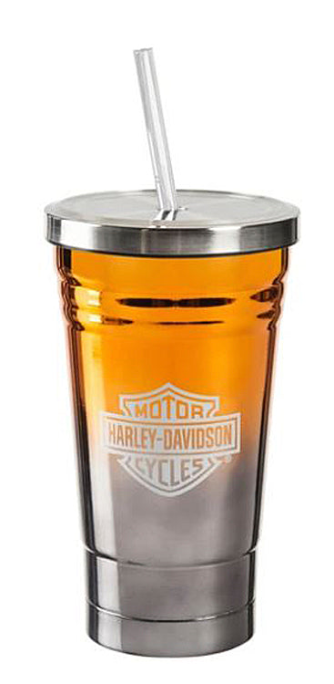 H-D Metallic Insulated Tumbler with lid & straw